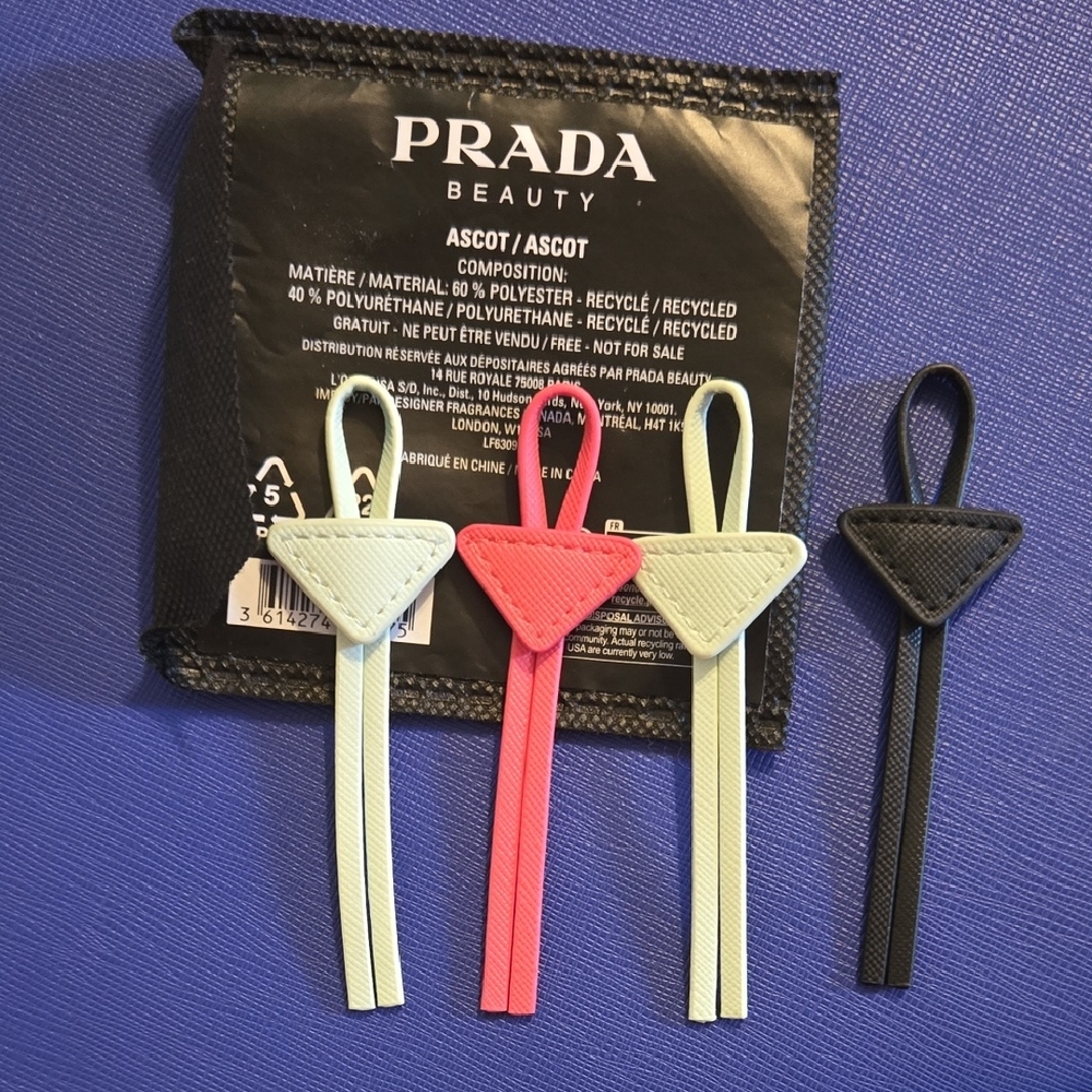 Prada Triangular Key & Card Holders - Black, Pink, White, Beige